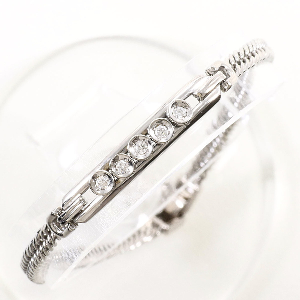 VINTAGE 14k Silver Diamond Charm Bracelet